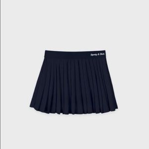 Sporty & Rich Classic Logo Pleated Skirt - Navy